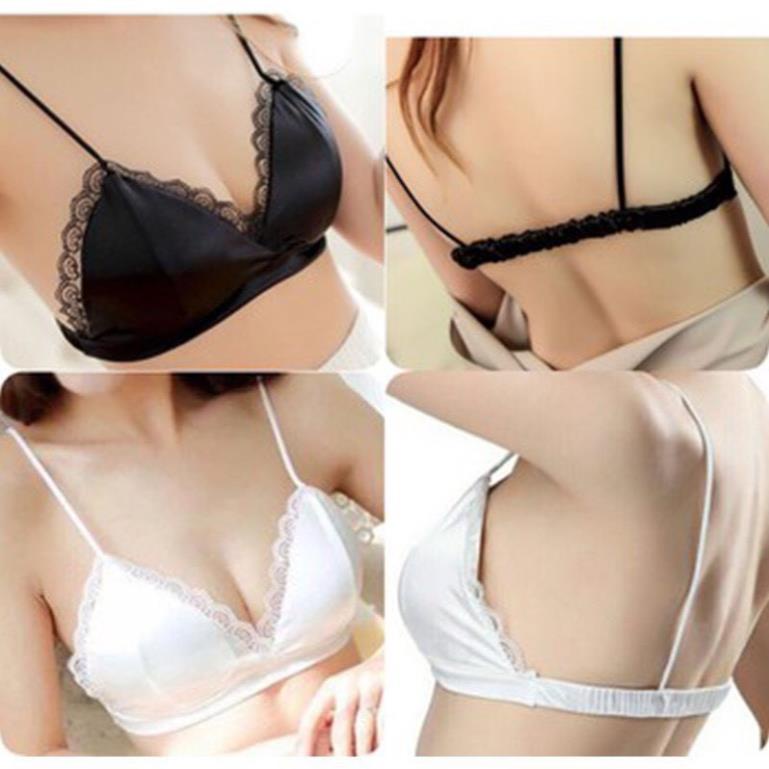 Áo Bra satin phi bóng viền ren sexy 265 - LADY