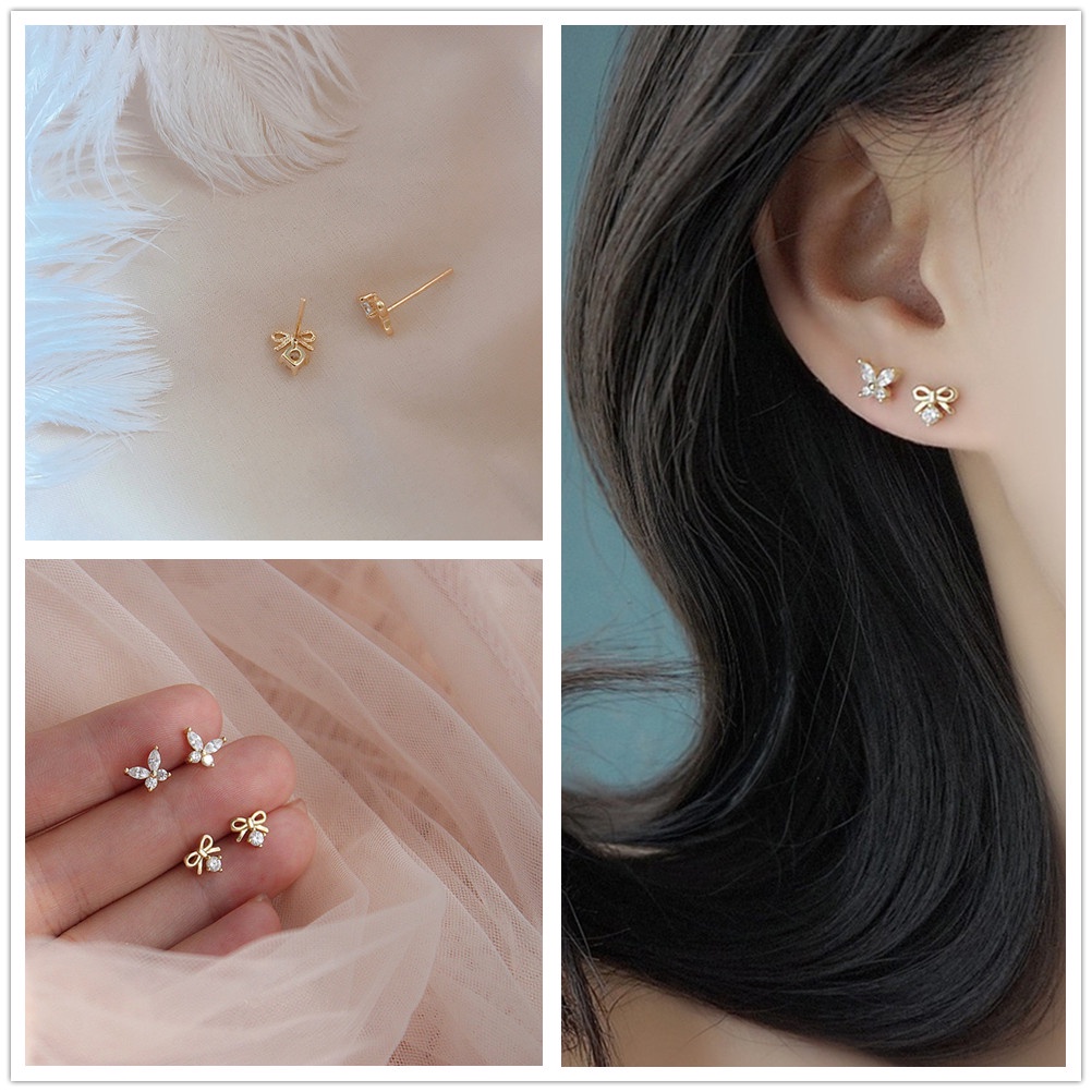 Khuyên Tai Hình Trái Tim/Bướm Nhỏ Vintage Tinh Tế Thời Trang Cho Nữ