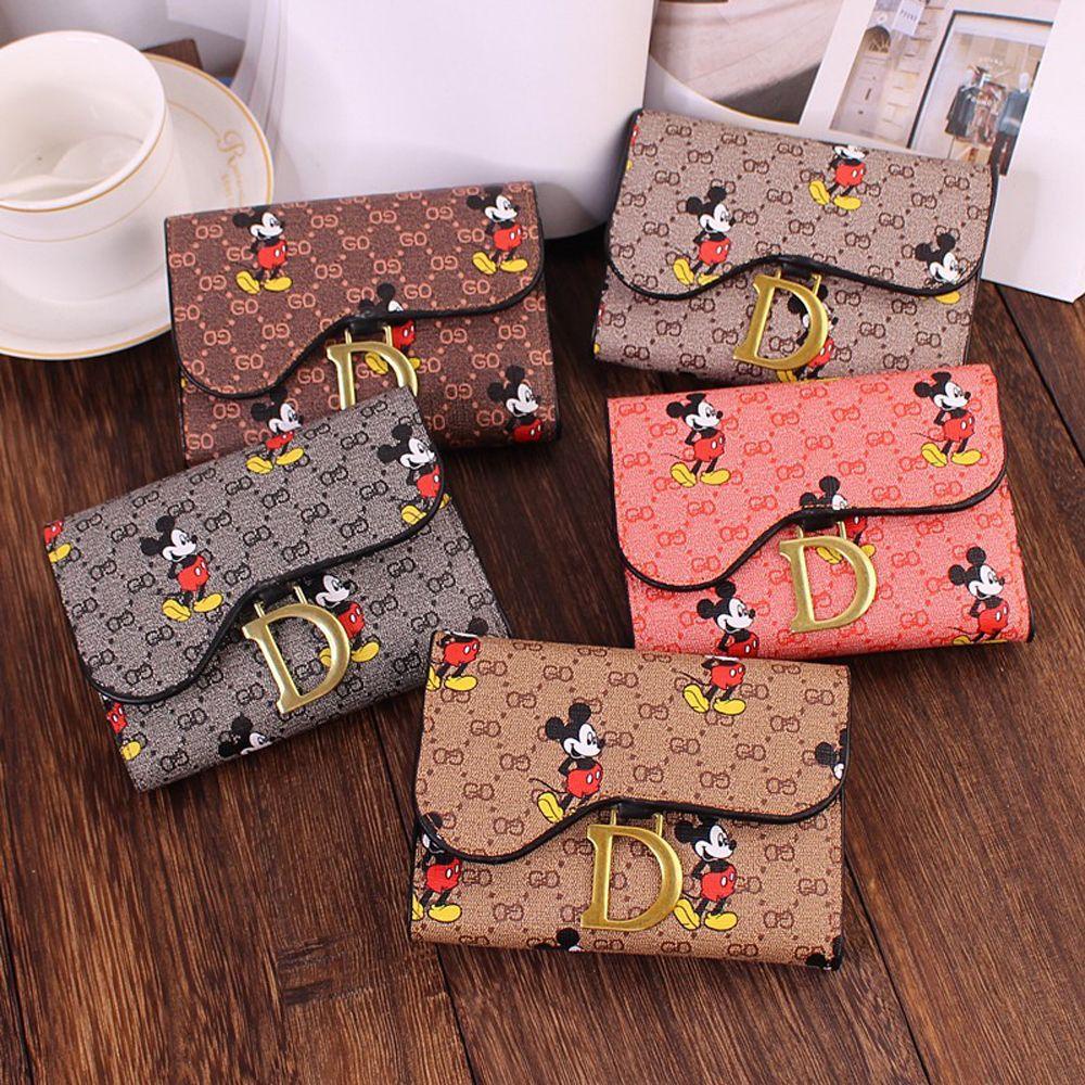 FORBETTER Ví Da PU Đa Năng In Hình Chuột Mickey Phong Cách Retro