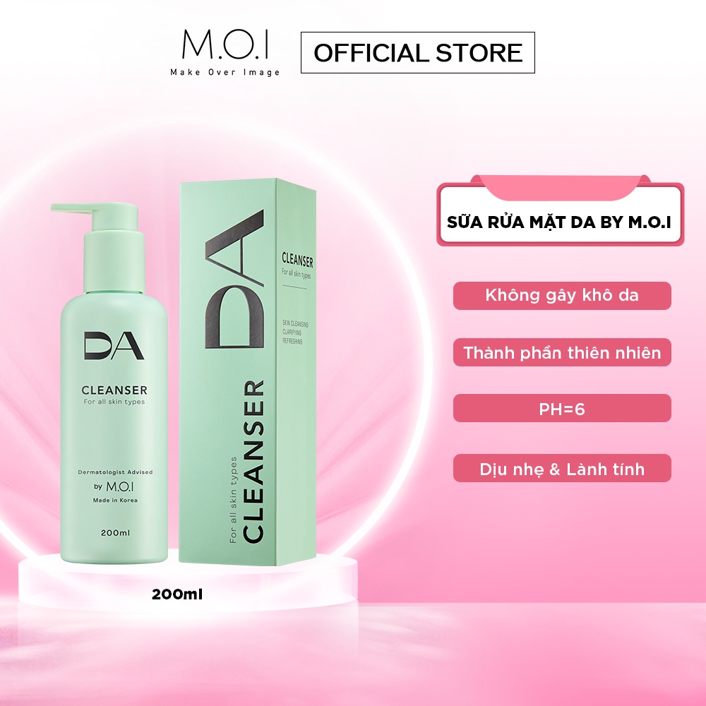 Sữa rửa mặt DA BY M.O.I 200ml dạng Gel 2 trong 1 phù hợp với mọi loại da