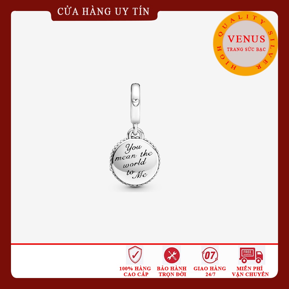 Charm treo chữ Mom xanh- S925 ALE- Trang sức bạc VENUS