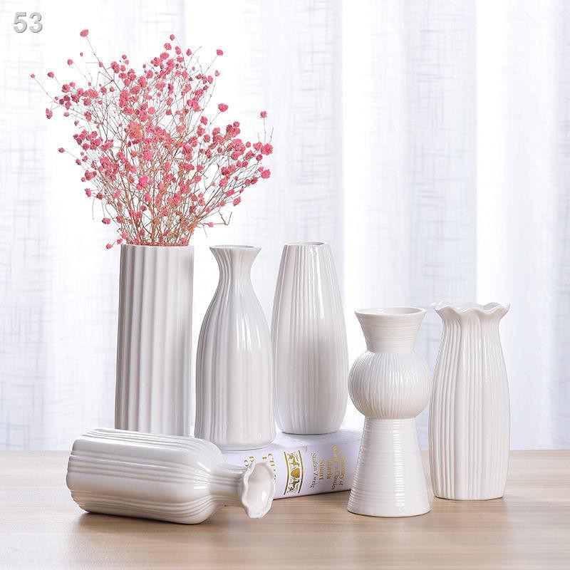 Bình hoa khô bằng gốm sứ hiện đại Đồ trang trí thủy canh nhỏ tươi và đầy sao phòng khách màu trắng Cắm nhà kiểu