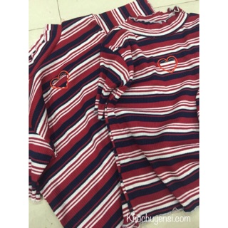 ✅CropTop Sọc Cut Out Tim