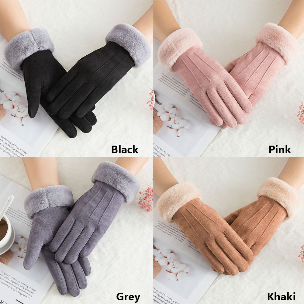 Đôi Găng Tay Phủ Lông Hở Ngón Dễ Thương Ấm Áp Cho Nữ