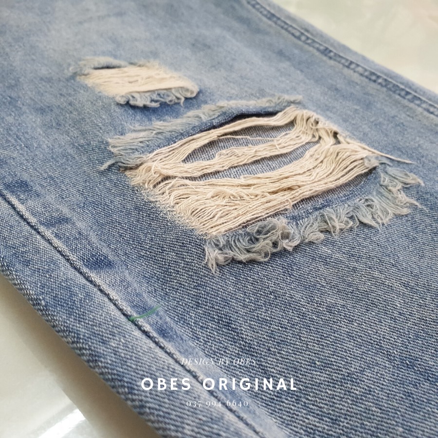 [Mã SKAMAP6 giảm 8% TỐI ĐA 50K đơn250K] [OBES] Quần jeans nam suông rộng rách gối mã QR204 | BigBuy360 - bigbuy360.vn