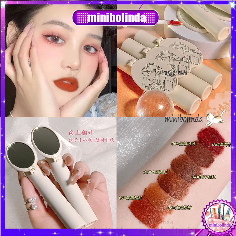 Son môi Maffick có gương có dưỡng màu sắc tự nhiên chống thấm nước xinh xắn