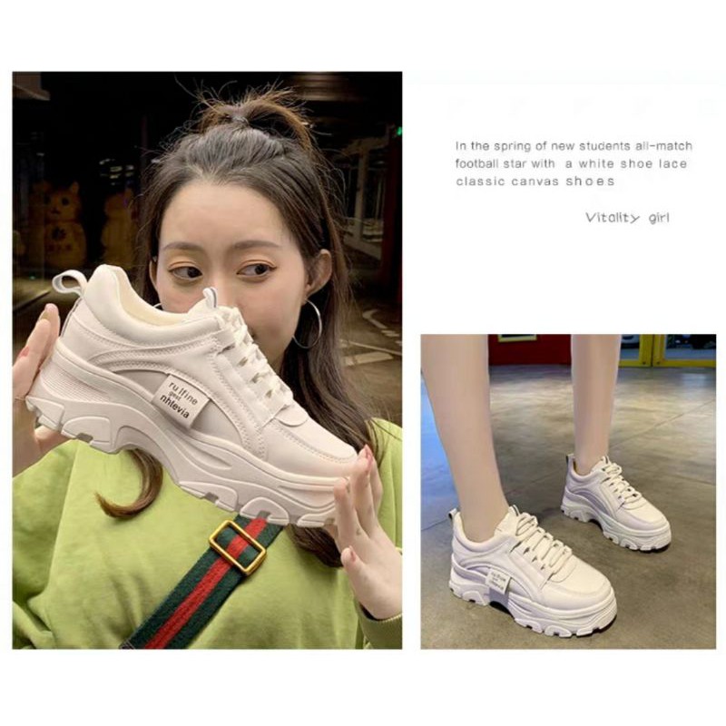 (Freeship) Giầy thể thao nữ,sneakers ULzzang full trắng độn đế năng động và cá tính T140 | BigBuy360 - bigbuy360.vn