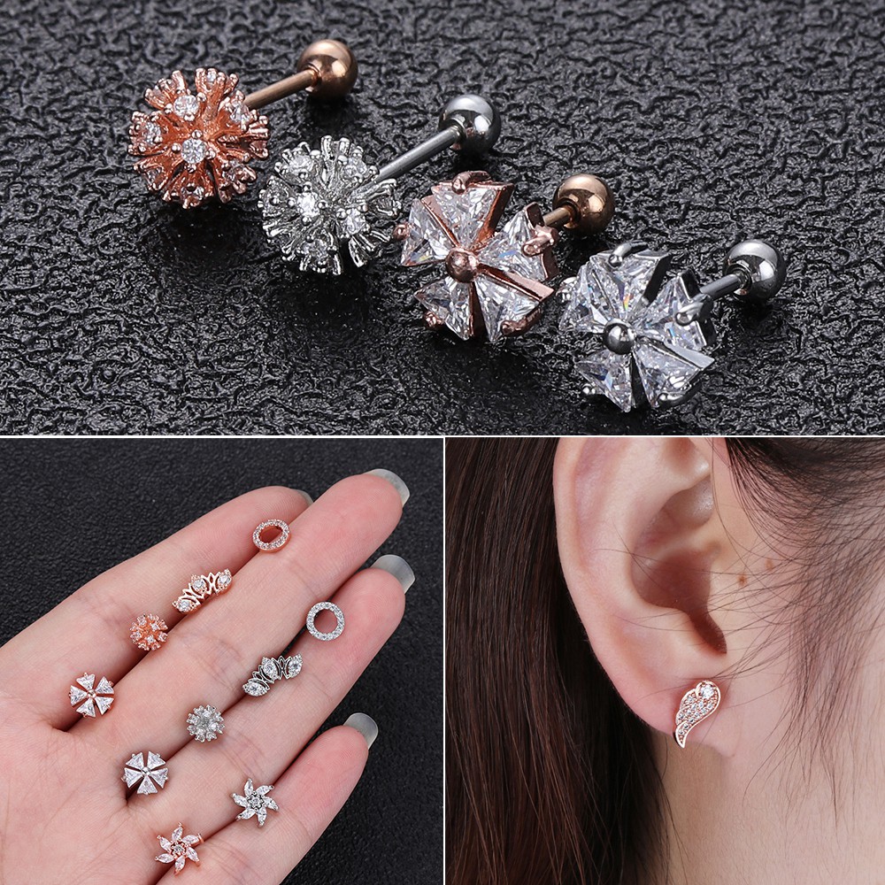 Khuyên Xỏ Sụn Tai Thời Trang|Khuyên Tai Kiểu Dàn Giáo Helix 28 Phong Cách Gợi Cảm