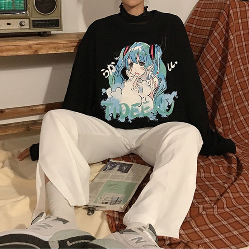 Áo Sweater Dáng Rộng Cổ Tròn In Hình Hatsune Miku Phong Cách Hàn Quốc Thời Trang Mùa Thu Mới Cho Nữ 2021 | BigBuy360 - bigbuy360.vn