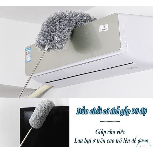 [Phất Trần] Chổi Quét Trần Bằng Sợi Vải Siêu Nhỏ Inox Cán Dài Cao Cấp Đầu Chổi Linh Hoạt dài 2m8