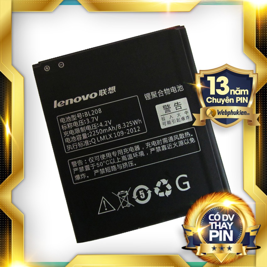 Pin Lenovo BL208 cho điện thoại Lenovo S920 - 2250mAh