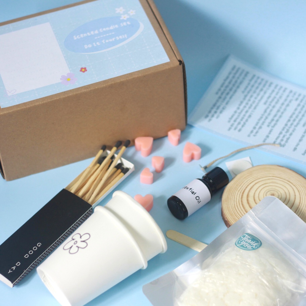 Set Tự Làm Nến Thơm Handmade Diy 80g Aroma Story Trang Trí Đá Năng Lượng, Nến Trái Tim, Tặng Kèm Hộp Quà