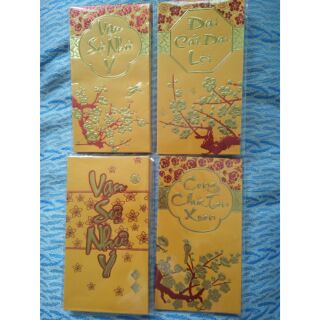 [HCM] Bao Lì Xì Vàng Chữ Nổi, Giấy đẹp, sang trọng (6 bao lì xi/xấp)