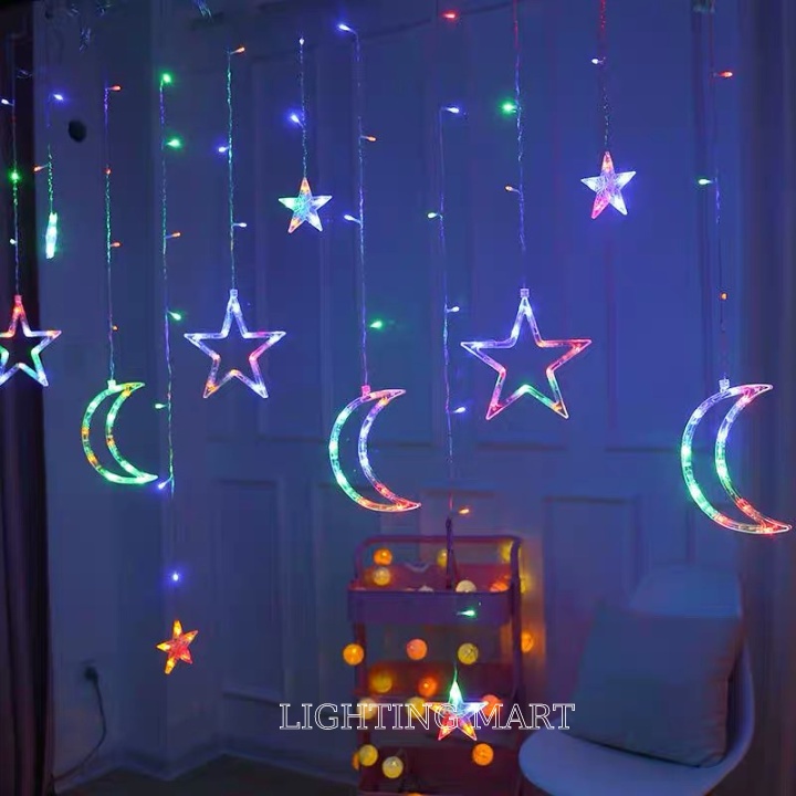Dây đèn led rèm sao trăng trang trí giáng sinh, ngày lễ tết