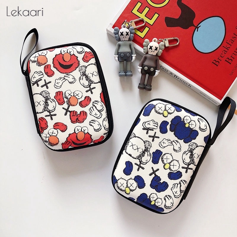 Lekaari Túi đựng pin sạc dự phòng/ cáp sạc USB/ đồ dùng bằng da PU in họa tiết hoạt hình dễ thương tiện dụng