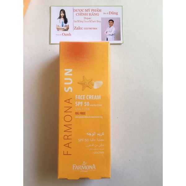 Kem Chống Nắng Farmona Sun SPF50 Không Chứa Dầu Cho Da Mặt