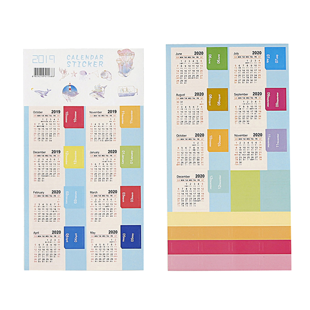 someryer 2Pcs New Year Calendar DIY Sticker Label Learning Table Schedule Planner Marker