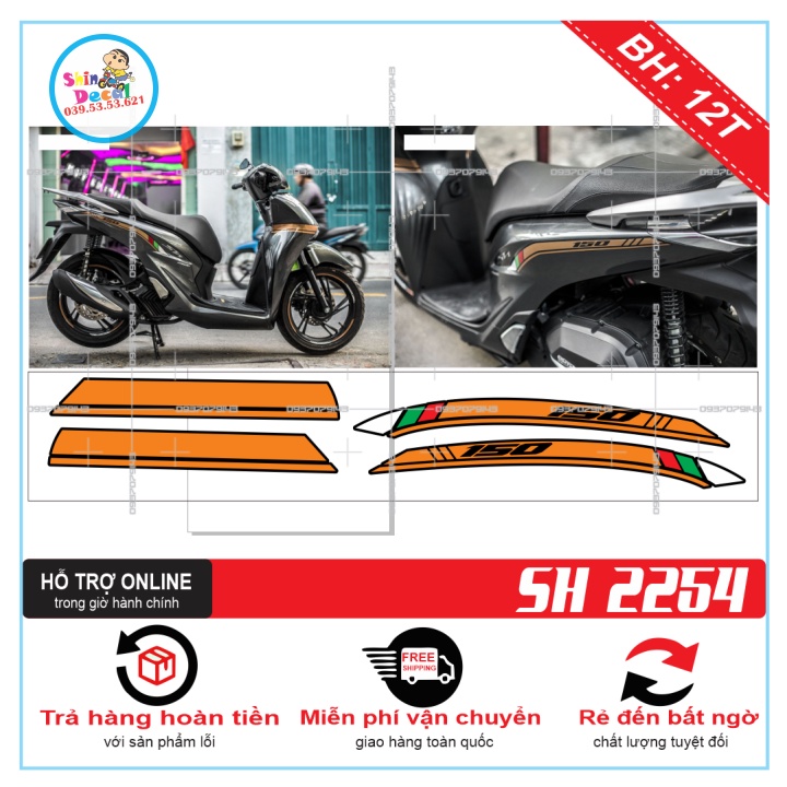 TEM XE SH 2020 DÁN XE XÁM HOẶC ĐEN -- SHIN DECAL 2