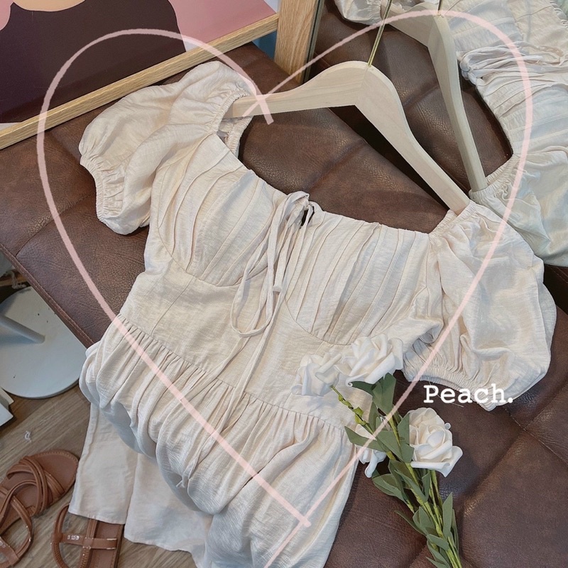 ĐẦM MIDI TAY NGẮN NHÍU NGỰC KHÔNG MÚT