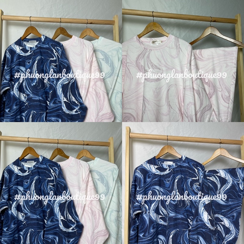 Set bộ  Set quần áo dài tay loang màu dành cho nữ PHULA thu đông oversize form unisex Ulzzang