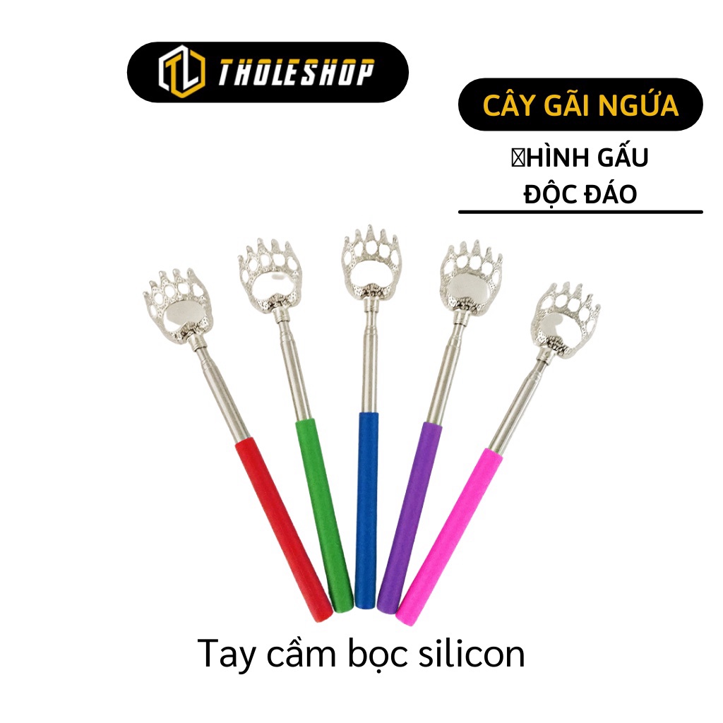 GIÁ SỈ Cây gãi lưng hình gấu chắc chắn, tay cầm bọc silicon chống trơn trượt có thể kéo dài thu ngắn 5502