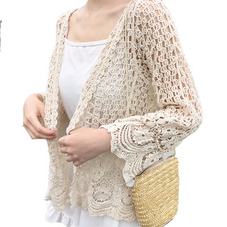 Áo khoác Kimono phối ren hoa thiết kế thanh lịch cho phái nữ