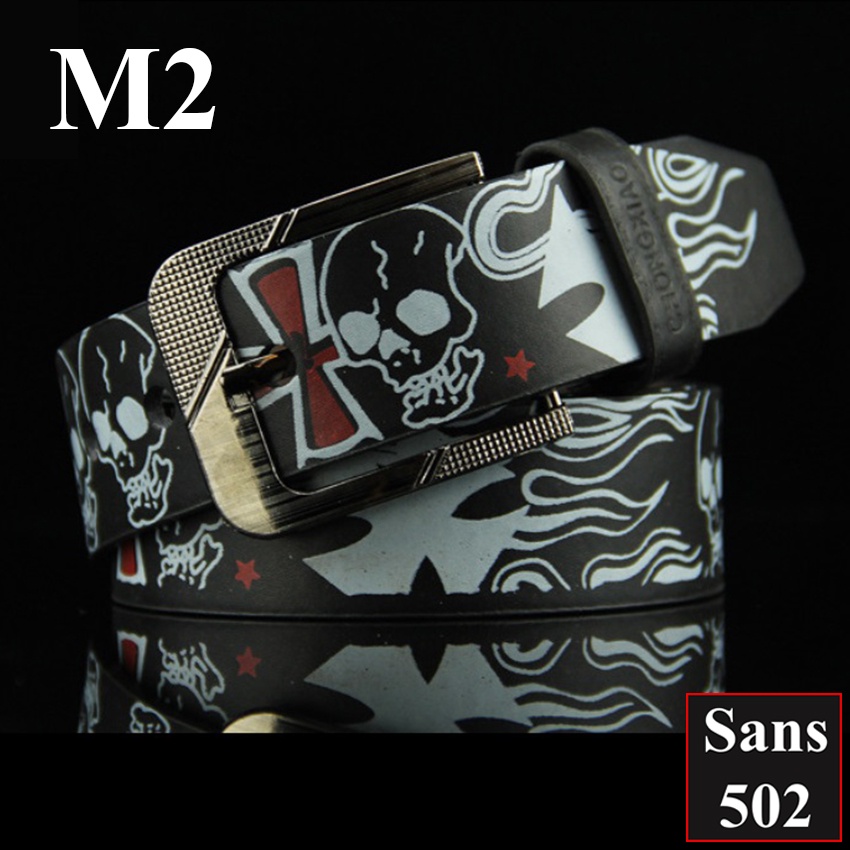Thắt lưng nam hiphop đầu lâu Sans502 dây nịt hoạ tiết thời trang đẹp phong cách hip hop cá tính trẻ trung unisex bản to
