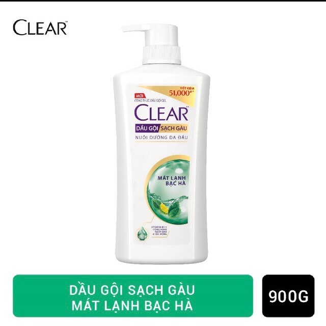 Dầu gội Clear bạc hà 880g