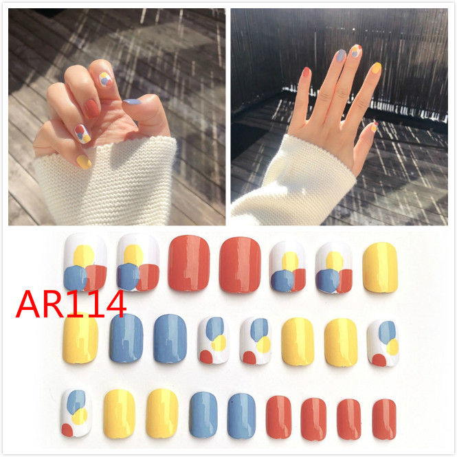 Set 24 Móng Tay Giả Hình Bướm Nhiều Màu Phong Cách Hàn Quốc Kèm Keo Dán - 10 Kiểu