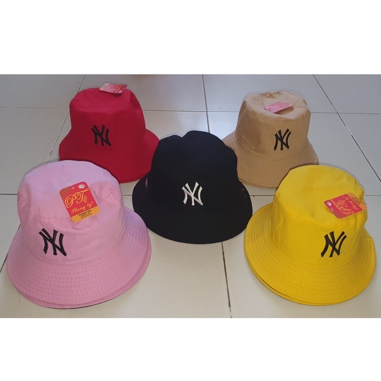 Nón bucket nam nữ thiết kế 1 lớp thêu N,yY, mũ tai bèo thể thao ulzzang thời trang Hàn Quốc - TRIEUVY