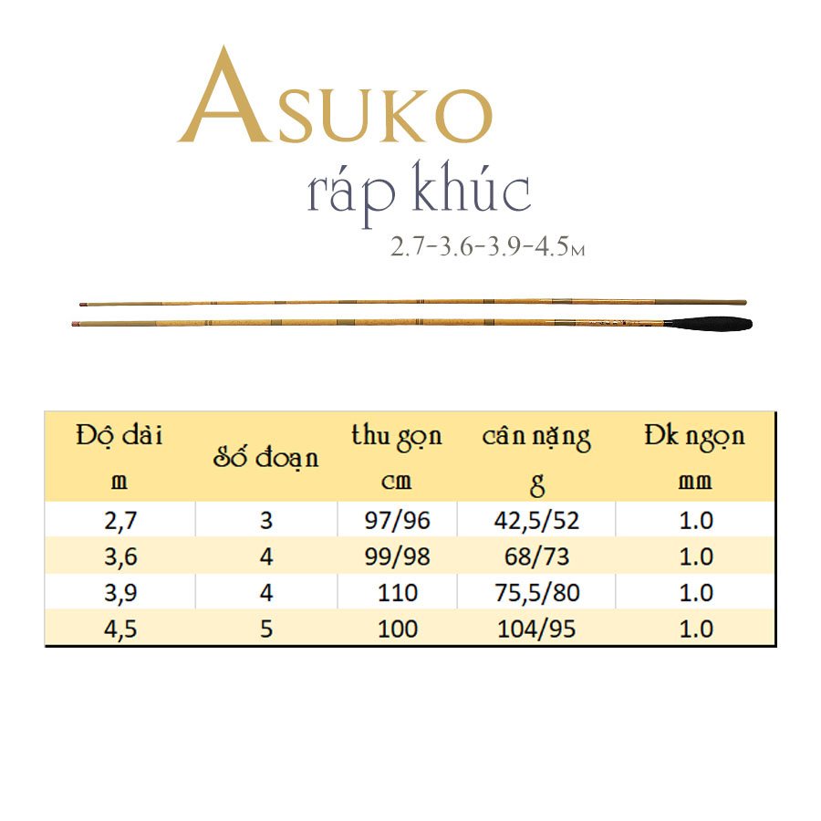 Cần câu đơn ráp khúc Asuko khỏe độ cứng 2,5H CD9