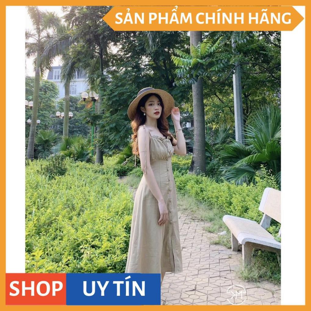 Đầm maxi 2 dây xếp li đi biển vintage | BigBuy360 - bigbuy360.vn