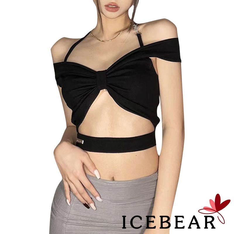 Áo Croptop Trễ Vai Màu Sắc Trơn Thiết Kế Cột Dây Nơ Thời Trang Mùa Hè Dành Cho Nữ