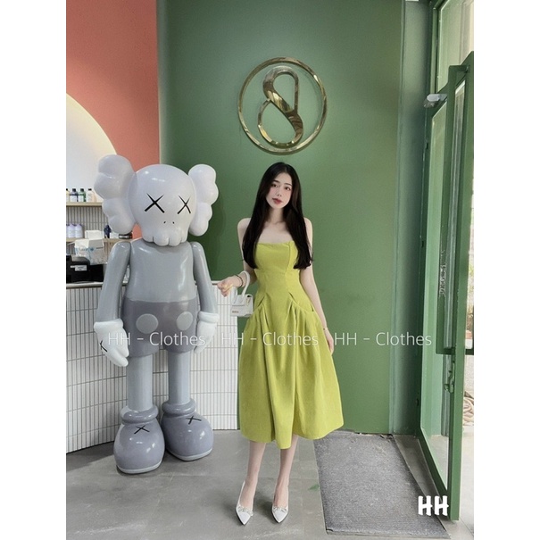 Váy xanh li túi cúp ngực