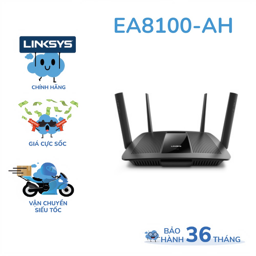 [Mã BMBAU300 giảm 10% đơn 499K] Bộ phát wifi LINKSYS EA8100 chuẩn AC tốc độ 2600MBPS MU-MIMO Gigabit Router
