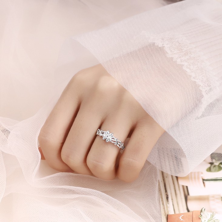 Nhẫn nữ đẹp xi bạc ý 925 cỏ bốn lá -Trang sức TNC Jewellery