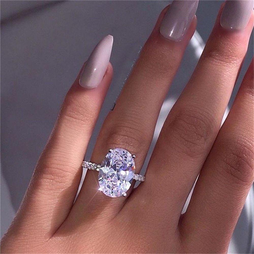 JONYE Nhẫn Cưới Đính Kim Cương Giả Màu Vàng / Bạc Sang Trọng