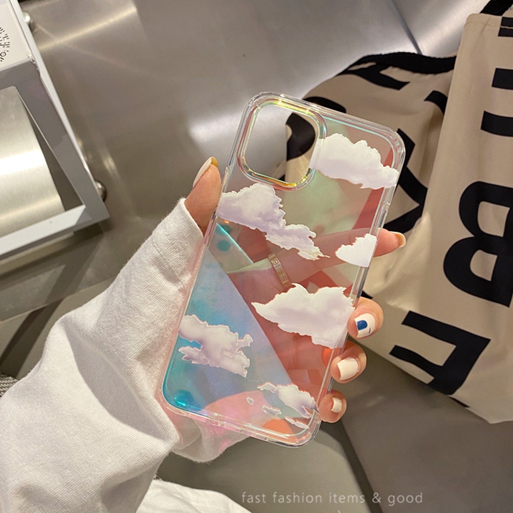 Ốp Điện Thoại Cứng Trong Suốt Hiệu Ứng Màu Cầu Vồng Gradient Cho Iphone 11 12 Pro Max
