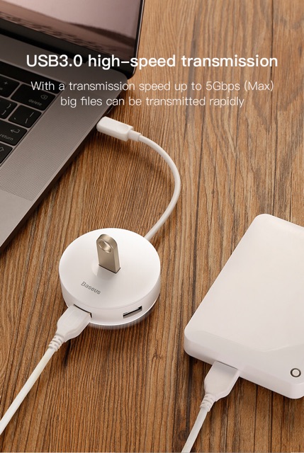 Bộ HUB chuyển đổi Type C sang USB 3.0 Baseus Round Box HUB (4 Port USB, Support Hard Disk)