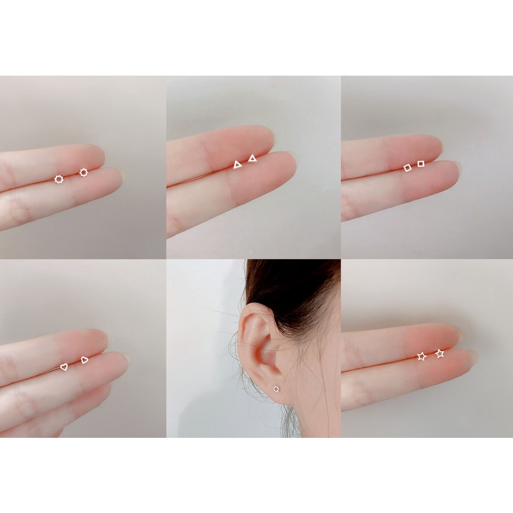 Bông tai bạc nữ khuyên bạc nhiều mẫu mạ vàng nhỏ nhắn K205 | HARMONY ACCESSORIES