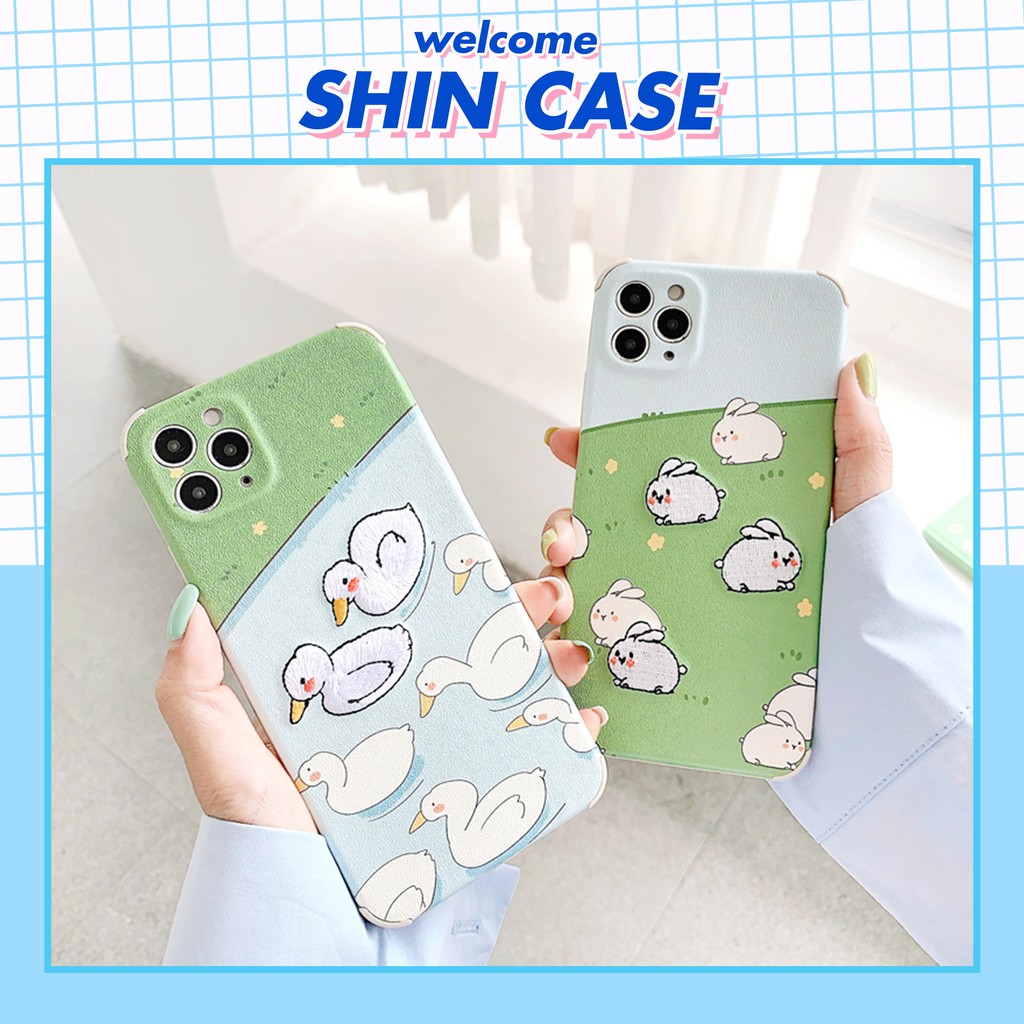 Ốp lưng iphone Vịt Thỏ thêu viền chống va đập 5/5s/6/6plus/6s/6splus/7/7plus/8/8plus/x/xr/xs/11/12/pro/max/plus/promax | BigBuy360 - bigbuy360.vn