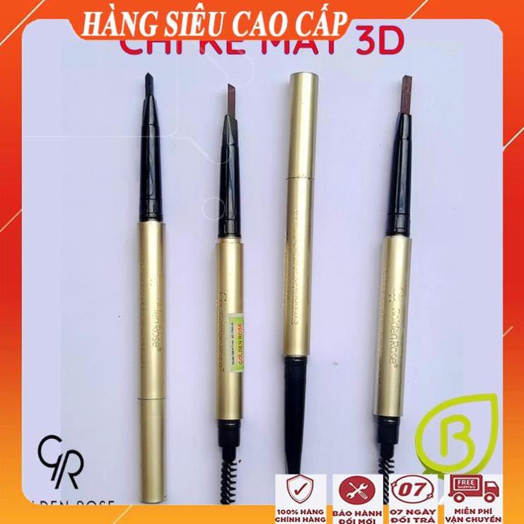 [ AUTH - BÁN TRI ÂN ] Chì kẻ mày 3D 2 đầu chính hãng golden rose/ Bút chì kẻ lông mày siêu mịn, không bết, chống nước