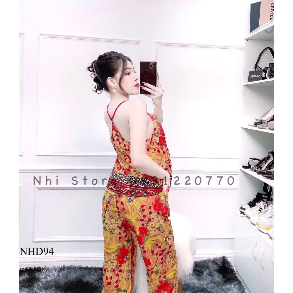 [FREESHIP 50K] Set Bộ Thổ Cẩm NHISTORE Áo 2 Dây Cổ V Lưng Yếm  Quần Ống Suông Freesize Dưới 57kg