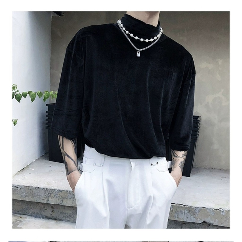 Áo nhung nam cổ lọ Unisex