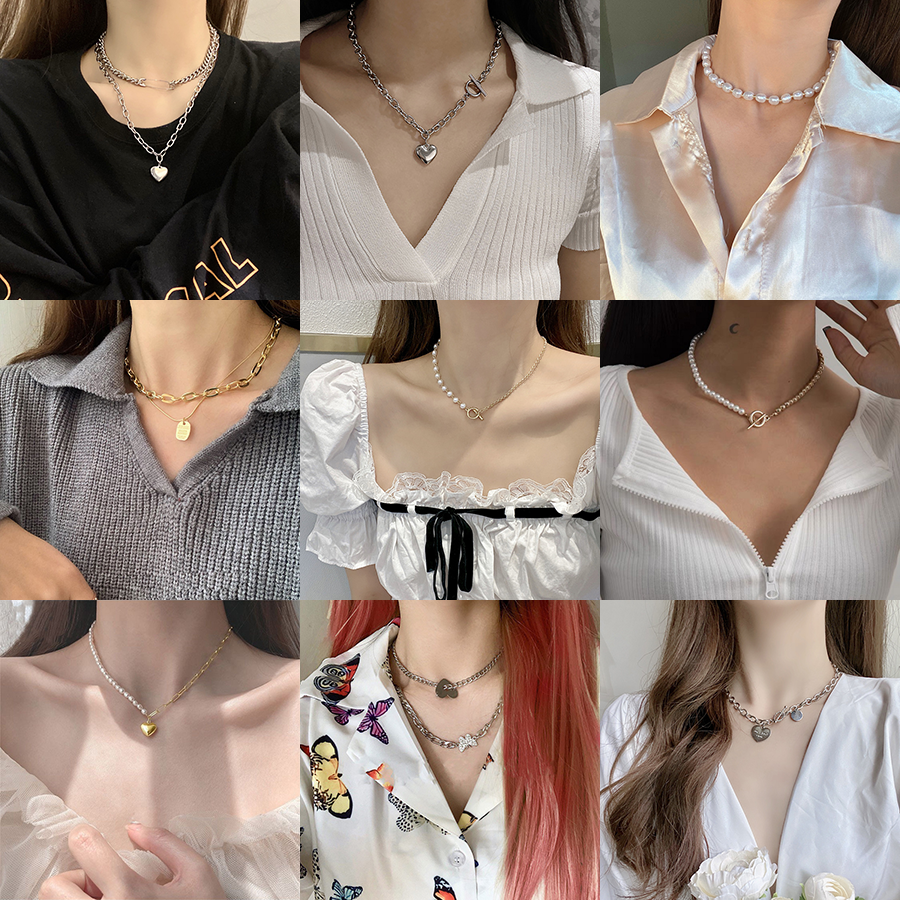 Dây Chuyền Đính Ngọc Trai Nhân Tạo Phong Cách Thời Trang