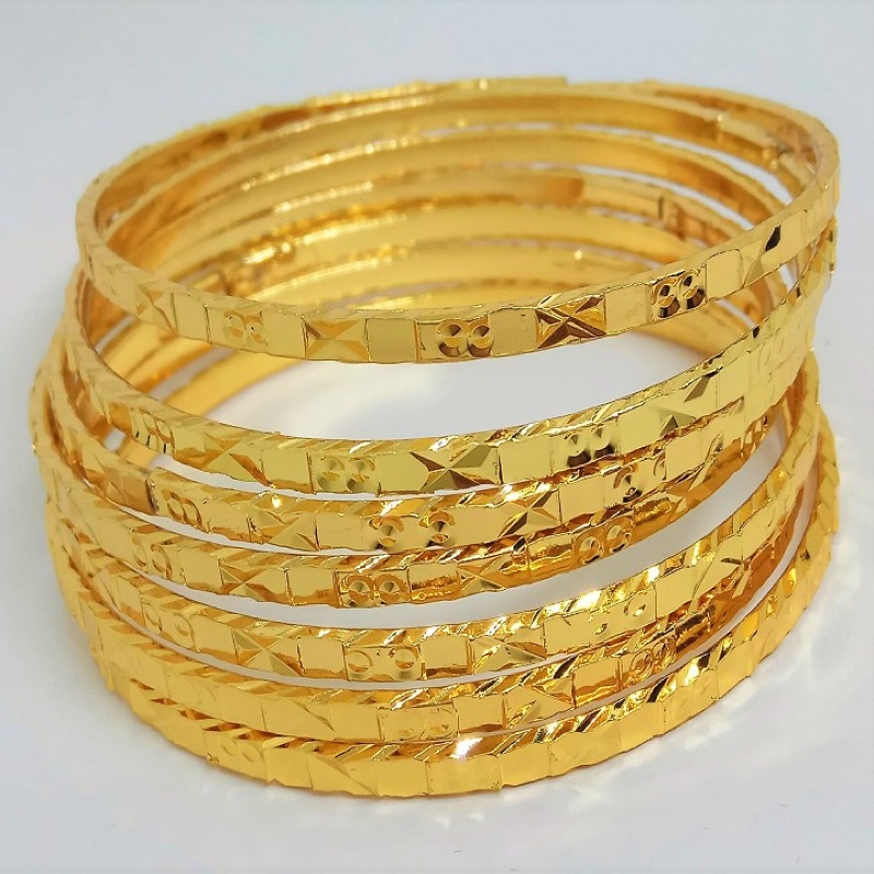 BỘ 7 VÒNG XIMEN BẢN VUÔNG MẠ VÀNG 18K KHÓA XỎ
