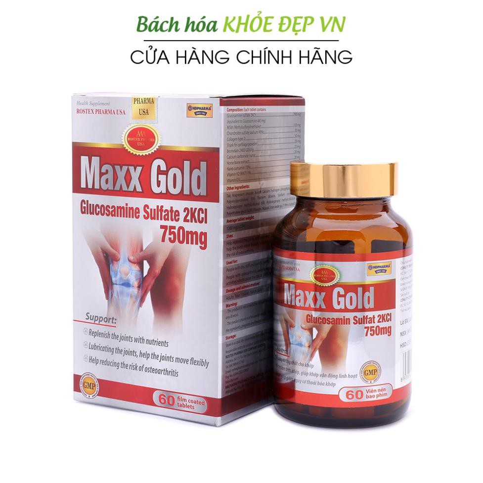 Viên Uống Bổ Xương Khớp Maxx Gold Glucosamine giảm đau nhức xương khớp - Hộp đỏ 60 viên