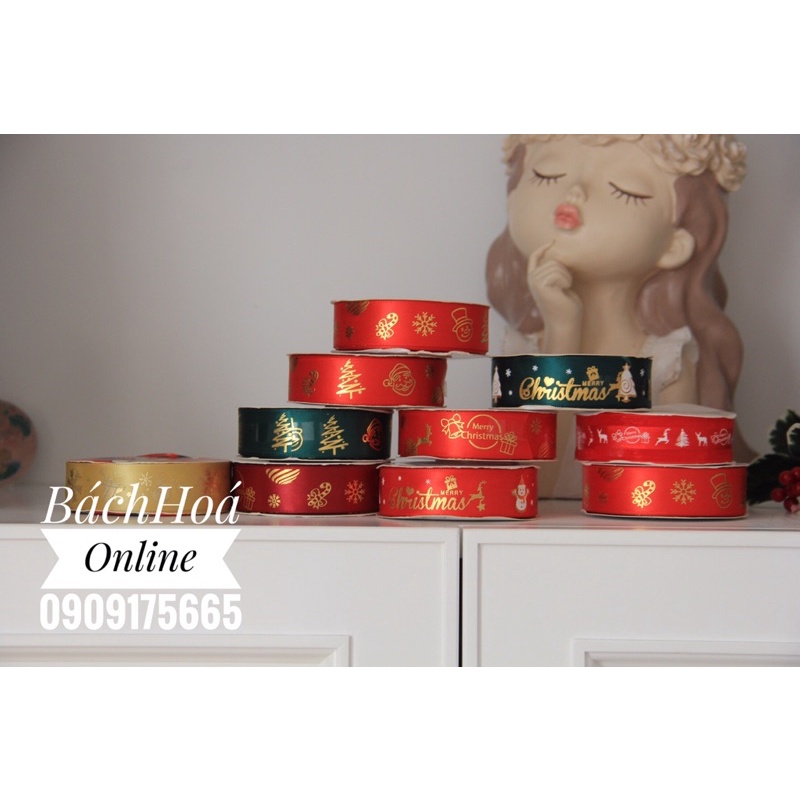 Ruy băng lụa Noel - Giáng sinh - 2.5cm