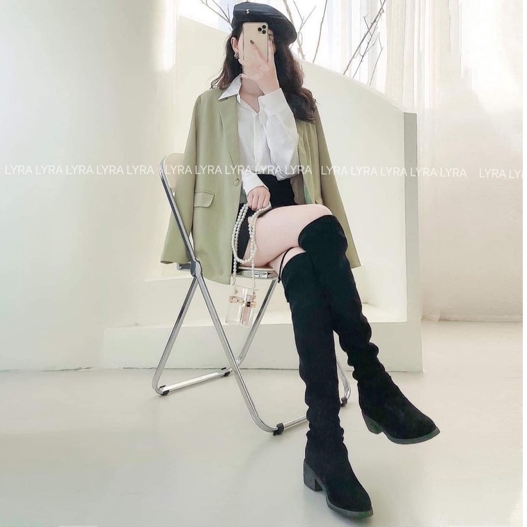 Áo blazer xanh bơ thiết kế 2 lớp dày dặn