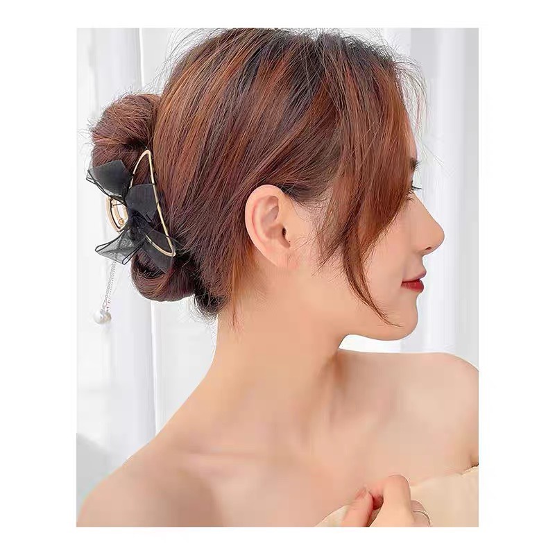 Kẹp tóc càng cua hình hợp kim đính nơ siêu nữ tính dễ phối đồ cho bạn nữ